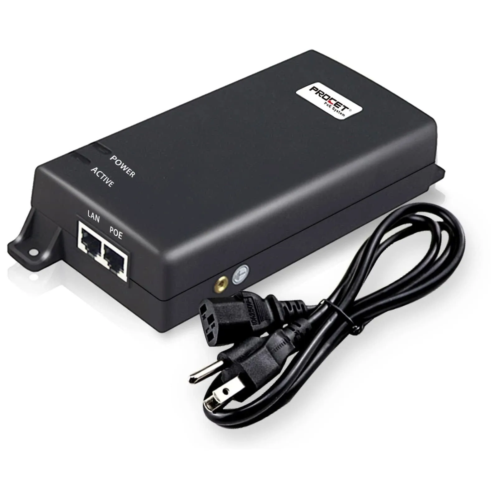 Procet Single Port gigabit Power Over Ethernet Active PoE Injector/Midspan 60W 55V with 6KV surge protection,IEEE802.3af,IEEE802.3at,PoE++