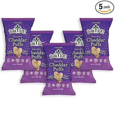 Vegan Rob&#039;s Plant Based Dairy Free Cheddar Puffs Certified Gluten Free Kosher(OU