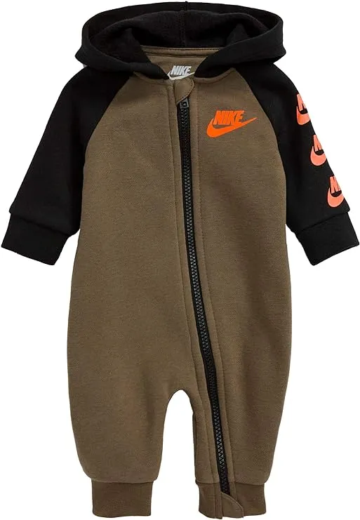 Nike Baby Boy Hooded Coverall ~ Olive Green, Black &amp; Orange ~