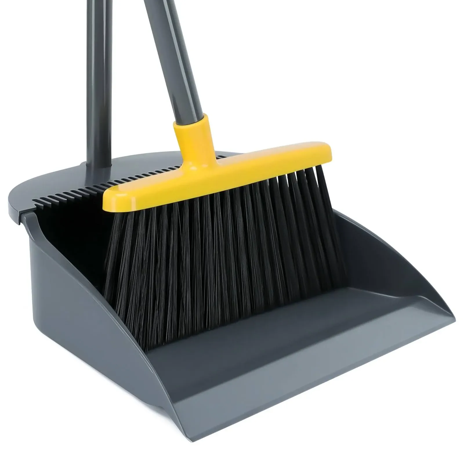 Long Handle Broom with Upright Standing Dustpan Combo for Office Home Kitchen Lobby Floor Cleaning