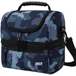 MIER Adult Lunch Box Insulated Lunch Bag Large Cooler Tote Bag for Women, Double Deck Cooler, Camouflage (Large)