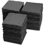 45 Pack 4 x 4 Inch Slate Coasters, Slate Coasters Bulk for Engraving Black Slate