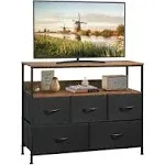 AMISEN Dresser Drawers TV Stand, Entertainment Center with Shelves, Storage ...