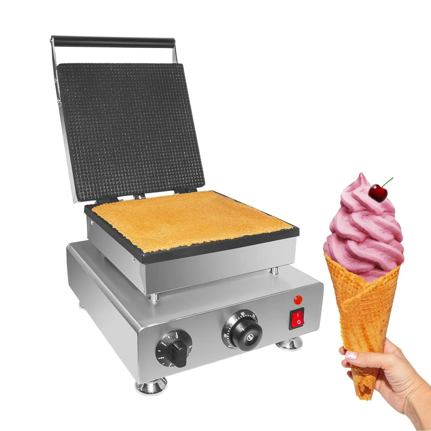 ALDKitchen Square Waffle Cone Maker | Ice Cream Cone Waffle Iron | Nonstick 110V