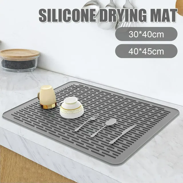 Silicone Dish Drying Mat Heat Resistant Drying Mat for Kitchen Counter Sink