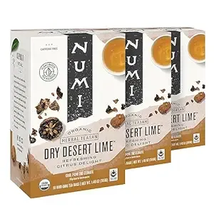 Numi Organic Dry Desert Lime Tea, 18 Tea Bags (Pack of 3), Herbal Tea, Traditional Arabian Tart Citrus (Packaging May Vary)