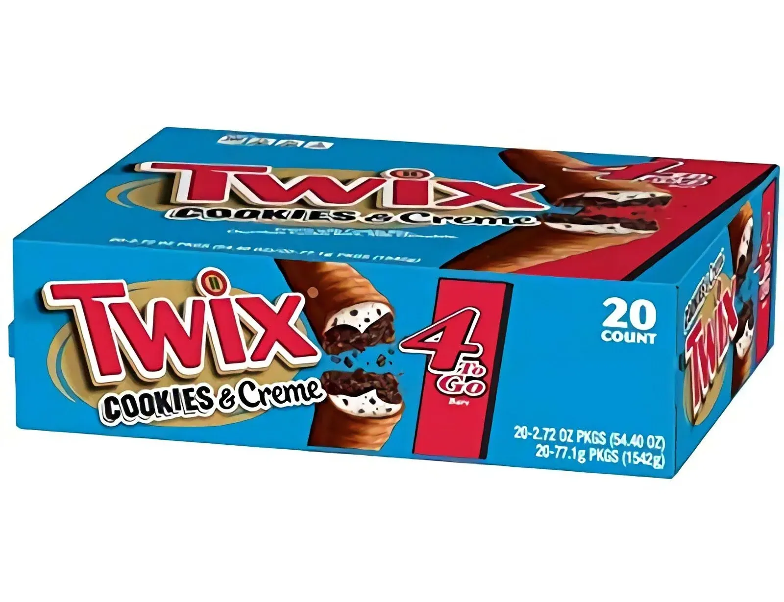 Twix Bars, Cookies & Creme, 4 To Go - 20 pack, 2.72 oz pkgs