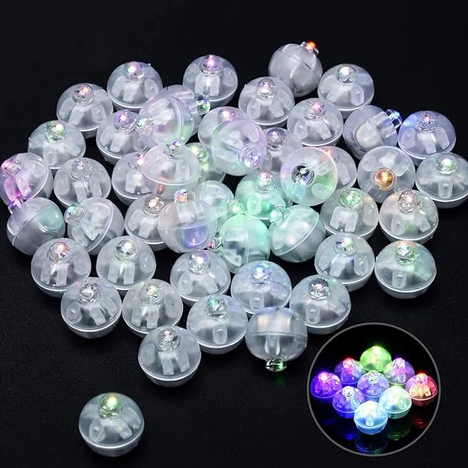 Xthuge 100pcs Mini Round Flash LED Ball Lamp Balloon Light,Long Standby Time Ball ...