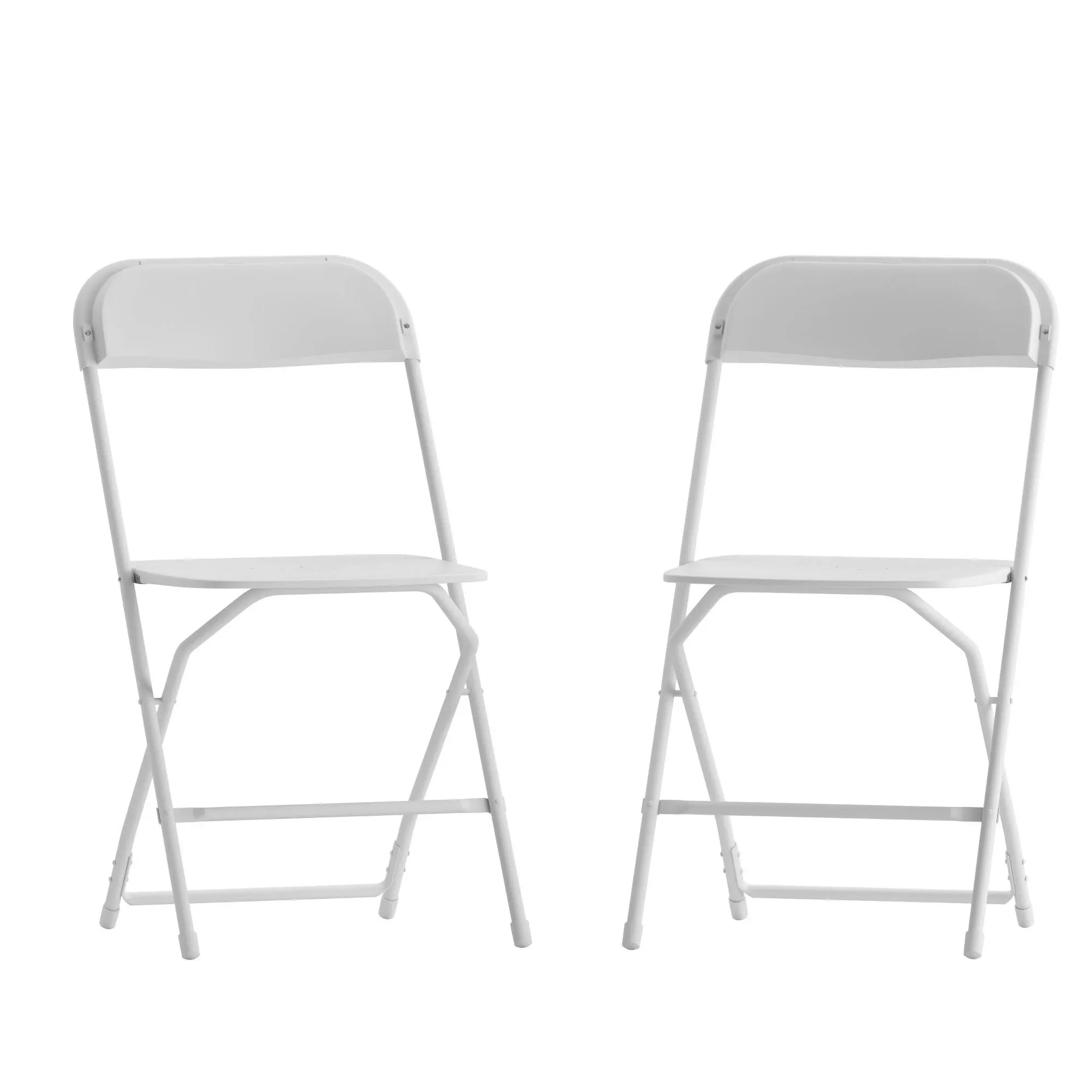 Emma + Oliver Set of 2 Blue Stackable Folding Plastic Chairs - 650 lb Weight Capacity