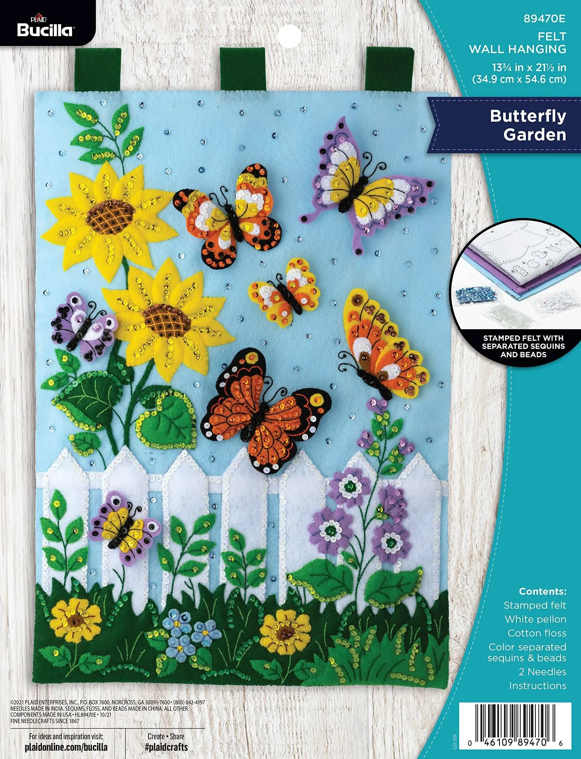 Bucilla - Felt Wall Hanging Applique Kit - Butterfly Garden (89470E)