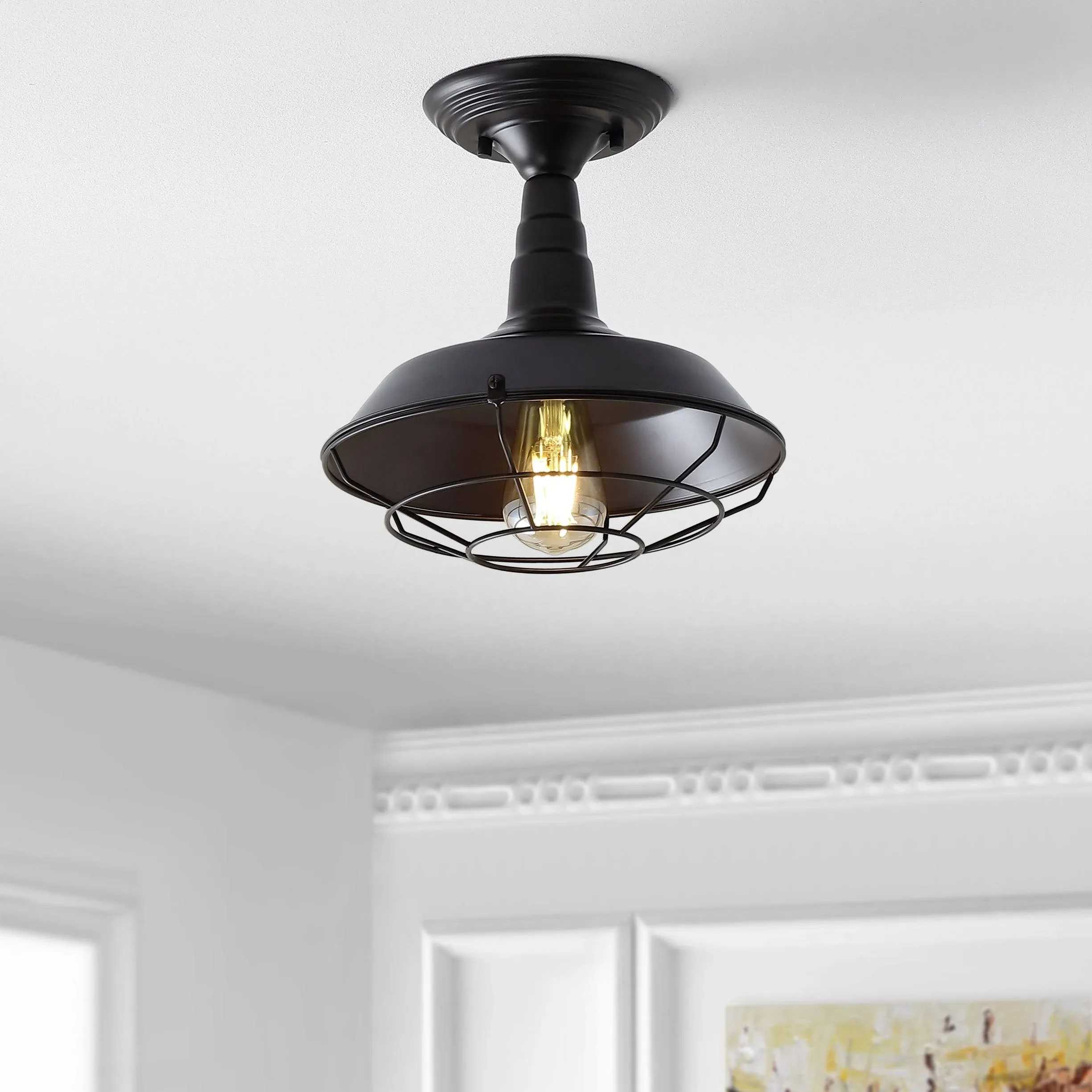 Gabe 10.2" Metal Led Semi-flush Mount In Oil Rubbed Bronze