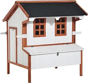 PawHut Cottage Raised Portable Backyard Chicken Coop