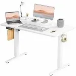 SMUG Electric Standing Desk with Memory Preset, Ergonomic Height Adjustable Table with T-Shaped Metal Bracket Modern Computer Workstations for Home Office, 4824, White