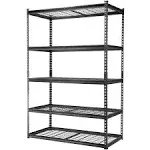 VEVOR Storage Shelving Unit, 5-Tier Adjustable, 2000 lbs Capacity, Heavy Duty Garage Shelves Metal Organizer Wire Rack, Black, 48" L x 24" W x 72" H for Kitchen Pantry Basement Bathroom Laundry Closet