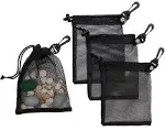 Mesh Zipper Bag with Clip - For Trekking Outdoor Sailing - Set of 4 (Black, 6 x 8 inch)